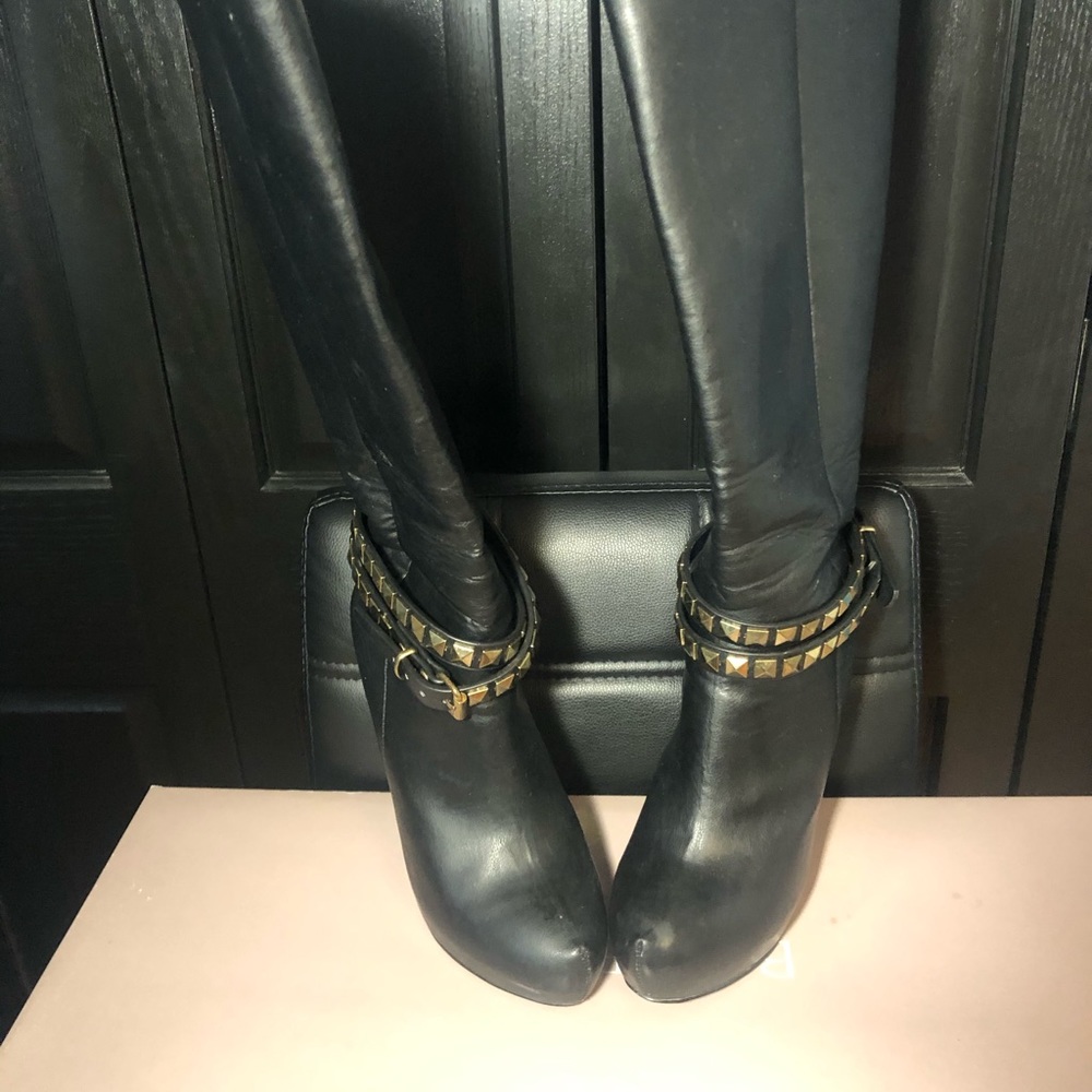 Biker Boots with Removable Spiked Ankle Straps